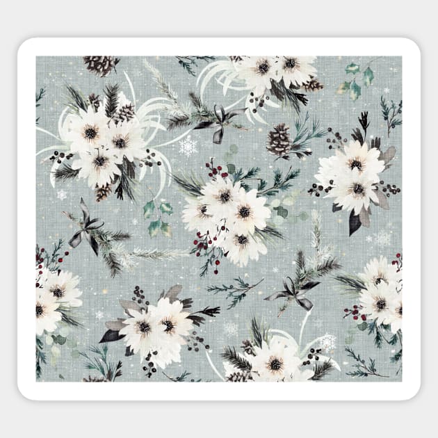 December Winter Floral Sticker by SugarPineDesign